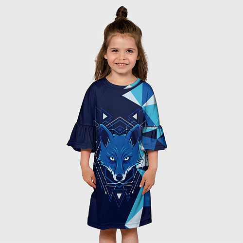 Детское платье Голова синей лисы / 3D-принт – фото 3