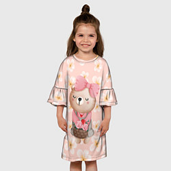 Платье клеш для девочки Мишка с корзинкой, цвет: 3D-принт — фото 2