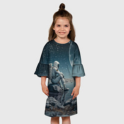 Платье клеш для девочки Космический путешественник, цвет: 3D-принт — фото 2