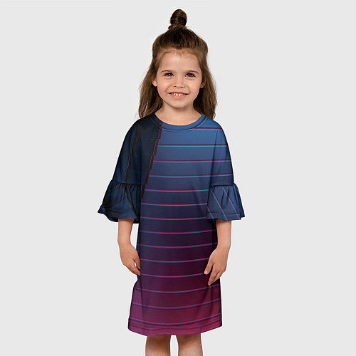 Детское платье Абсрактная лестничная тёмно-синяя текстура / 3D-принт – фото 3