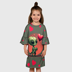 Платье клеш для девочки Влюбленный инопланетянин, цвет: 3D-принт — фото 2