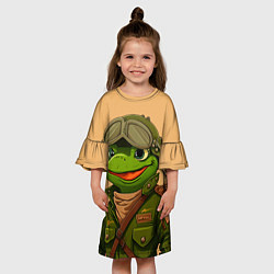 Платье клеш для девочки Лягушонок Пепе лётчик, цвет: 3D-принт — фото 2