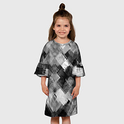 Платье клеш для девочки Полоски белые и чёрные, цвет: 3D-принт — фото 2