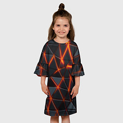Платье клеш для девочки Треугольники и неон, цвет: 3D-принт — фото 2