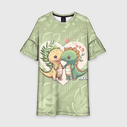 Платье клеш для девочки Мистер Влюбленный динозавр, цвет: 3D-принт