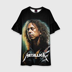 Платье клеш для девочки Гитарист Metallica Кирк Хэмметт, цвет: 3D-принт