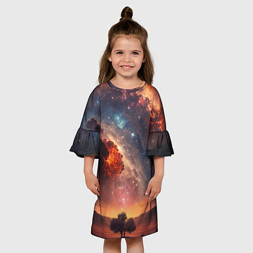 Детское платье Космос и звезды в закатном небе / 3D-принт – фото 3