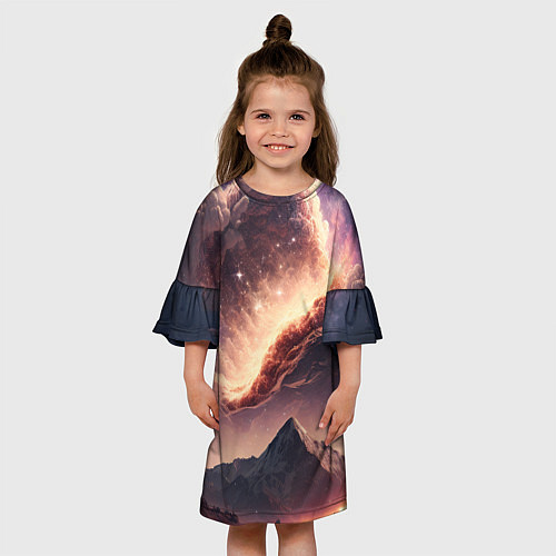 Детское платье Космос и звезды в небе над горами / 3D-принт – фото 3