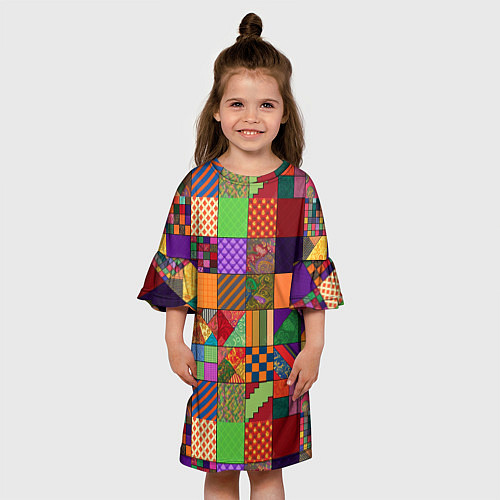Детское платье Разноцветные лоскуты от нейросети / 3D-принт – фото 3
