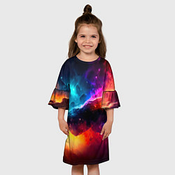 Платье клеш для девочки Космос, созданный нейросетью, цвет: 3D-принт — фото 2