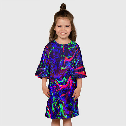 Детское платье Неон: яркие линии / 3D-принт – фото 3