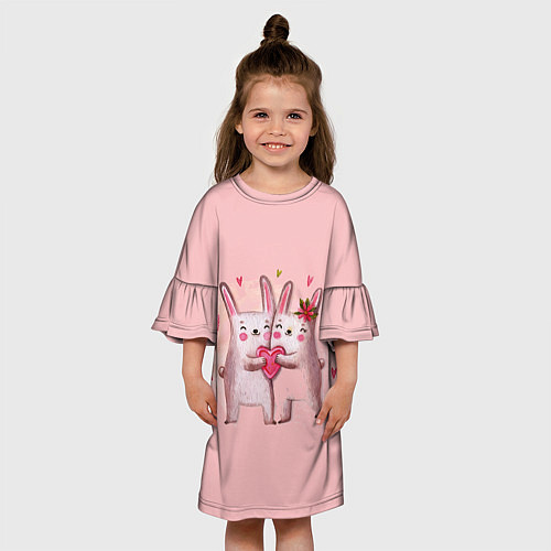Детское платье Два зайчика с сердцем / 3D-принт – фото 3
