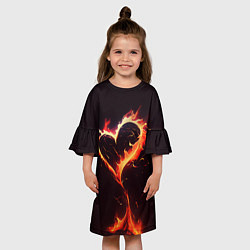 Платье клеш для девочки Арт нейросети пламенное сердце, цвет: 3D-принт — фото 2