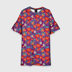 Платье клеш для девочки Цветочная геометрия, цвет: 3D-принт