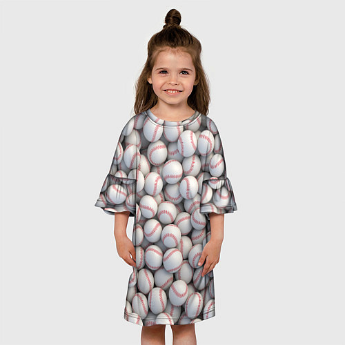 Детское платье Бейсбольные мячи / 3D-принт – фото 3