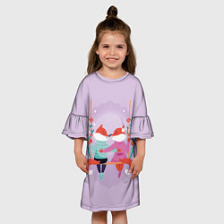 Платье клеш для девочки Милая пара лисичек в день святого валентина, цвет: 3D-принт — фото 2