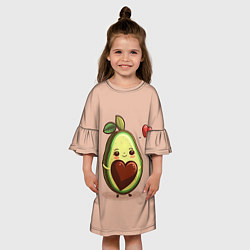 Платье клеш для девочки Влюбленная авокадо - парные, цвет: 3D-принт — фото 2