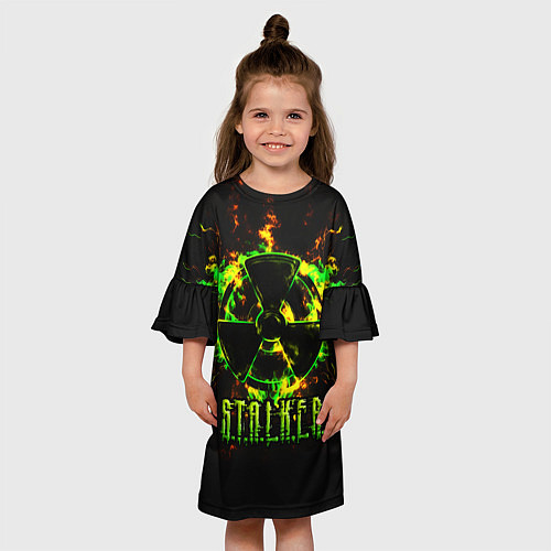 Детское платье S T A L K E R yellow-green fire / 3D-принт – фото 3