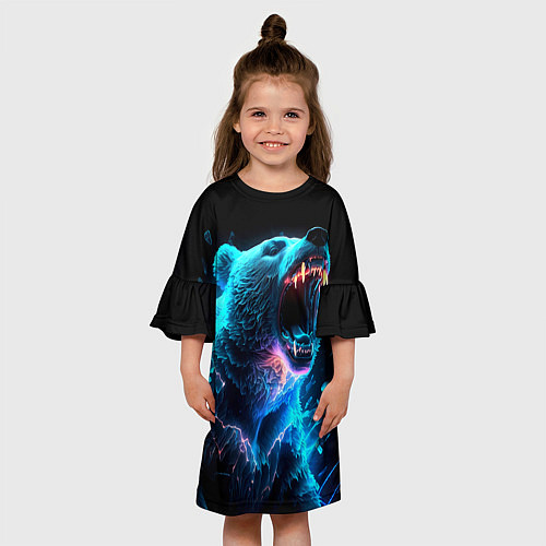 Детское платье Неоновый медведь с горящими клыками / 3D-принт – фото 3