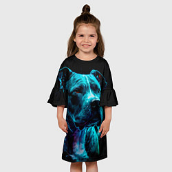 Платье клеш для девочки Стаффордширский терьер искрящий молниями, цвет: 3D-принт — фото 2