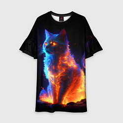 Платье клеш для девочки Огненная кошка, цвет: 3D-принт