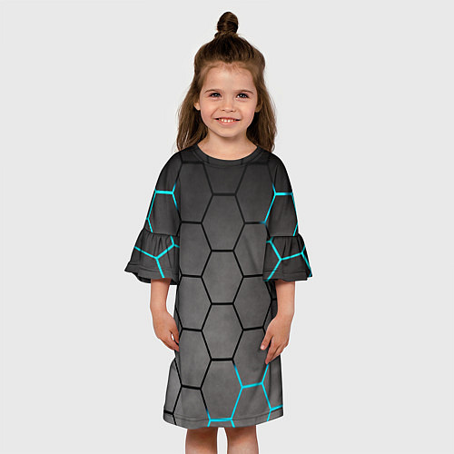 Детское платье Броня текстура неоновая / 3D-принт – фото 3