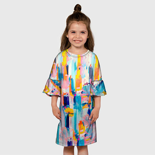 Детское платье Живописные мазки краски / 3D-принт – фото 3