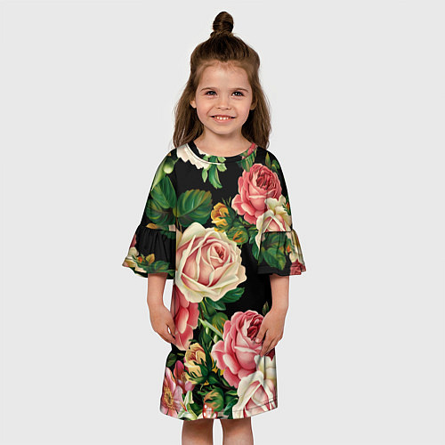 Детское платье Цветы на черном фоне / 3D-принт – фото 3