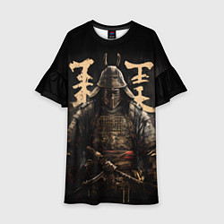 Платье клеш для девочки Самурай и надписи, цвет: 3D-принт