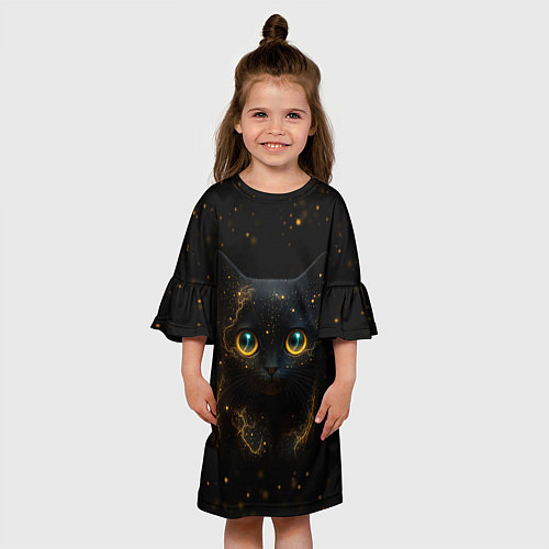 Детское платье Черный котенок с желтыми глазами - нейросеть / 3D-принт – фото 3