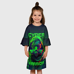 Платье клеш для девочки Кибер воин в стиле киберпанк, цвет: 3D-принт — фото 2