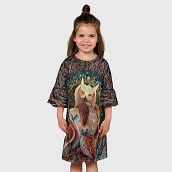 Платье клеш для девочки Семейство лунных сов, цвет: 3D-принт — фото 2
