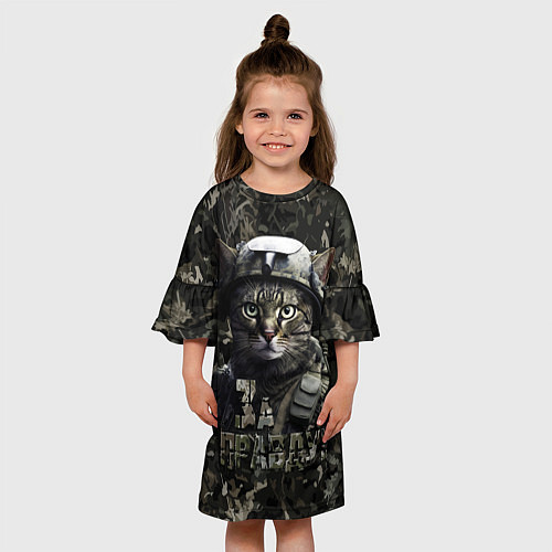 Детское платье Полосатый кот в каске / 3D-принт – фото 3