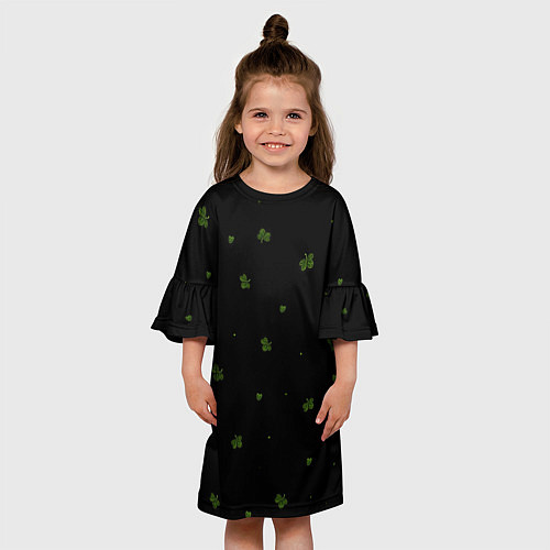 Детское платье Четырехлистный клевер на черном фоне / 3D-принт – фото 3