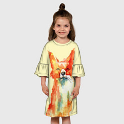 Платье клеш для девочки Живописная лисица, цвет: 3D-принт — фото 2