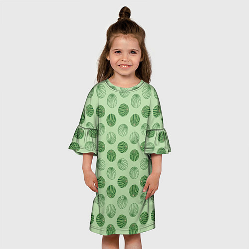 Детское платье Узор из круглых арбузов на зеленом фоне / 3D-принт – фото 3