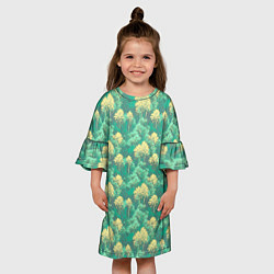 Платье клеш для девочки Камуфляж деревья двуцветный, цвет: 3D-принт — фото 2