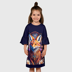 Платье клеш для девочки Мистическая лисица, цвет: 3D-принт — фото 2