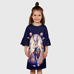Платье клеш для девочки Мистический заяц, цвет: 3D-принт — фото 2