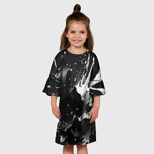 Детское платье Брызги красок - белая и черная / 3D-принт – фото 3