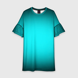 Платье клеш для девочки Неоновый синий градиент, цвет: 3D-принт