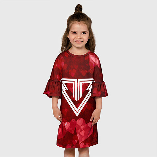Детское платье Big bang red hearts / 3D-принт – фото 3