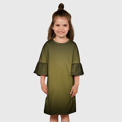 Детское платье Градиент хаки / 3D-принт – фото 3