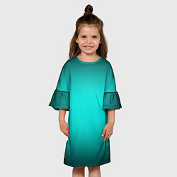 Платье клеш для девочки Бирюзовый градиент, цвет: 3D-принт — фото 2