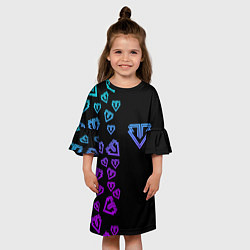 Платье клеш для девочки Big bang half neon pattern, цвет: 3D-принт — фото 2