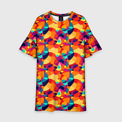 Платье клеш для девочки Абстрактный узор из разноцветных окружностей, цвет: 3D-принт