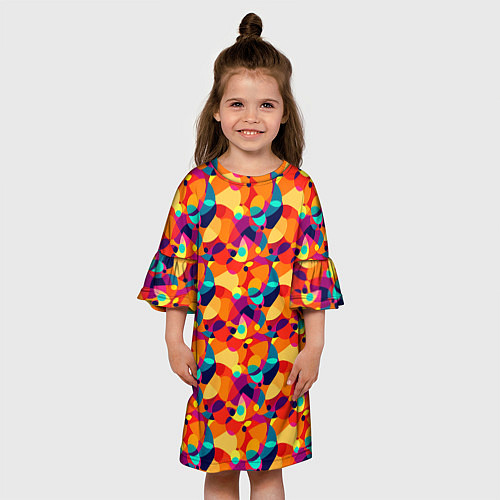 Детское платье Абстрактный узор из разноцветных окружностей / 3D-принт – фото 3