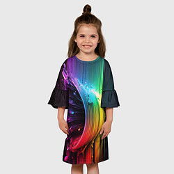 Платье клеш для девочки Волна красок, цвет: 3D-принт — фото 2