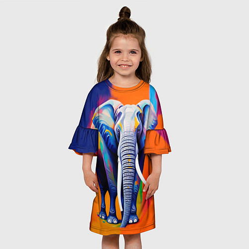 Детское платье Слон красочный / 3D-принт – фото 3