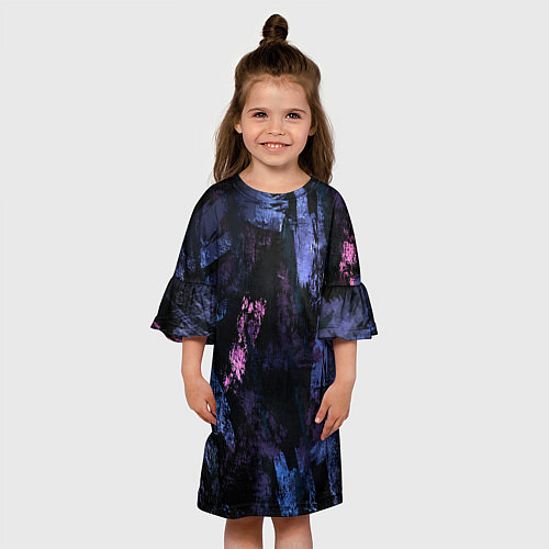 Детское платье Неоновые пятна краской / 3D-принт – фото 3